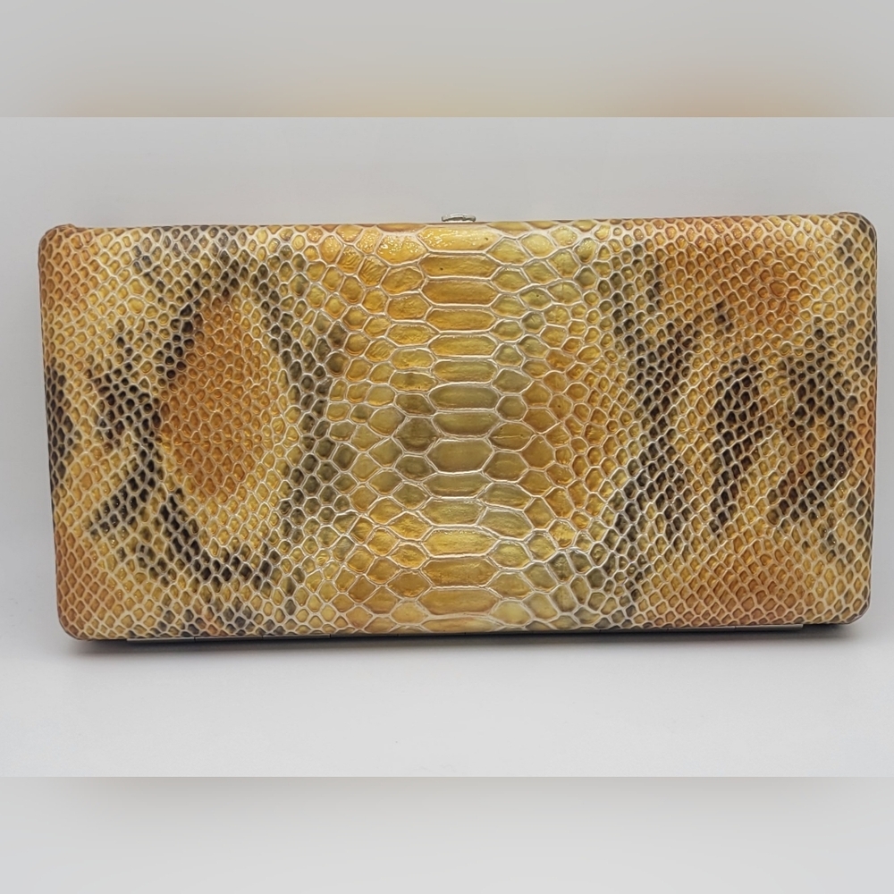 ABAS Clutch Wallet Vintage Leather Snakeskin Metallic Frame **RARE FIND - Picture 5 of 15